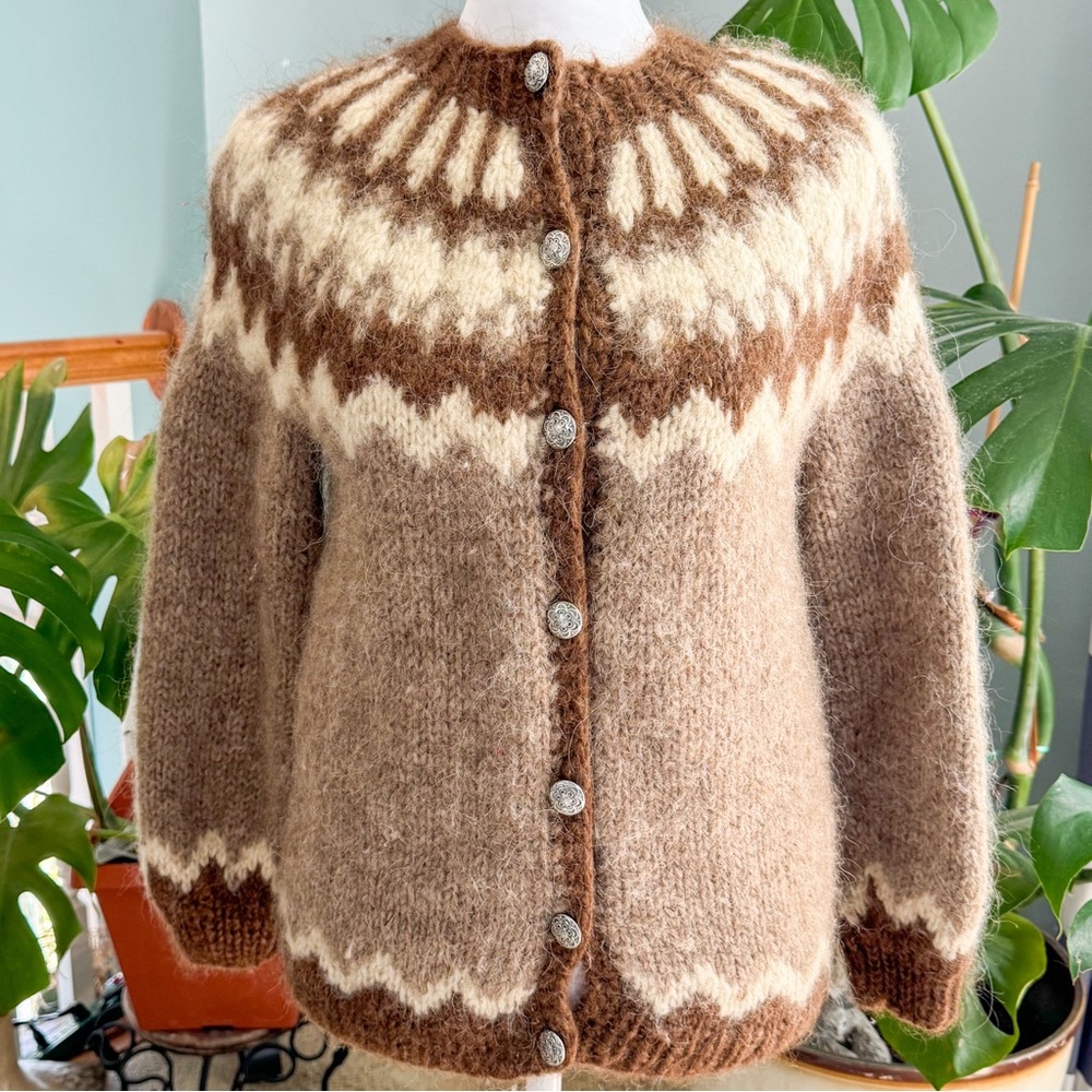 Cozy Brown and Cream Icelandic Women's Sweater - Picture 8 of 8